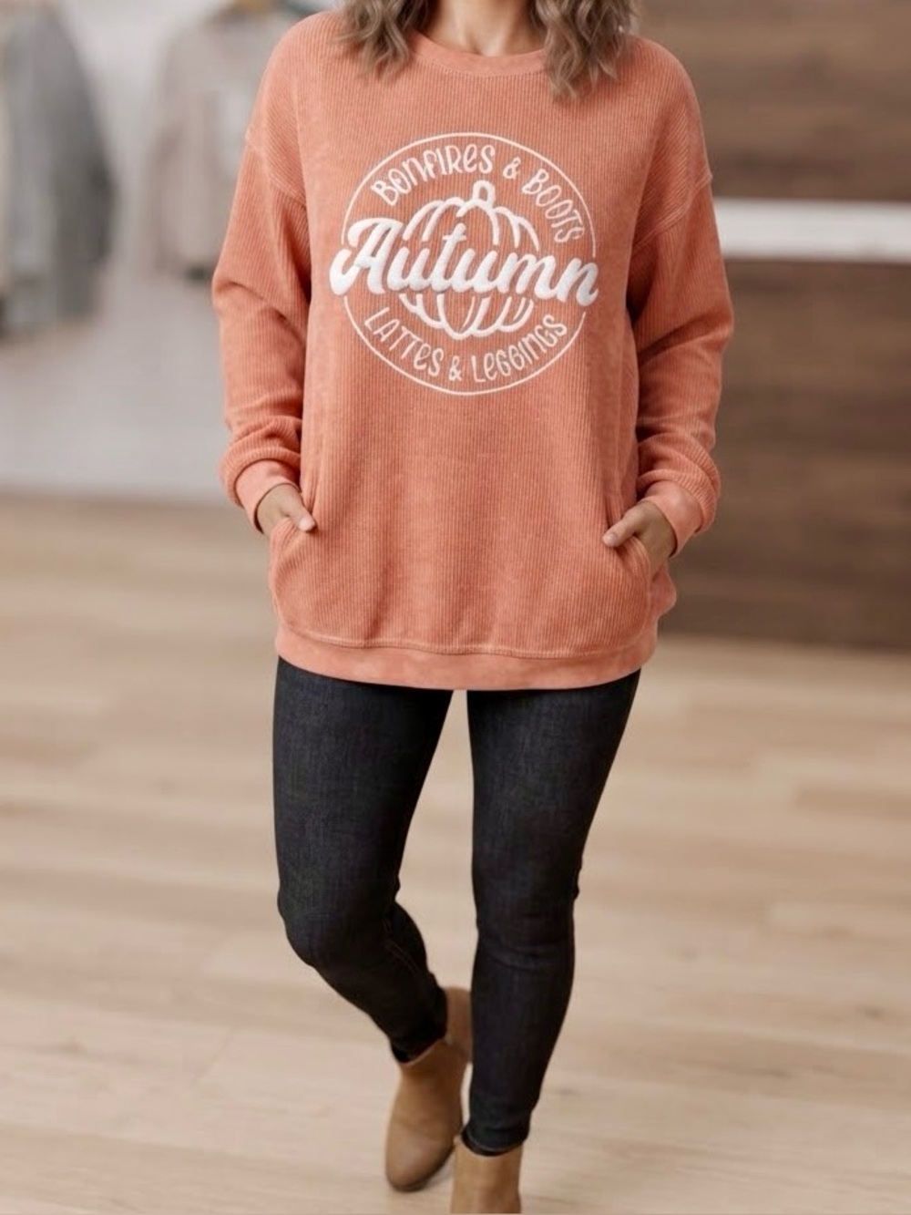 Autumn Graphic Women’s Sweater - Orange